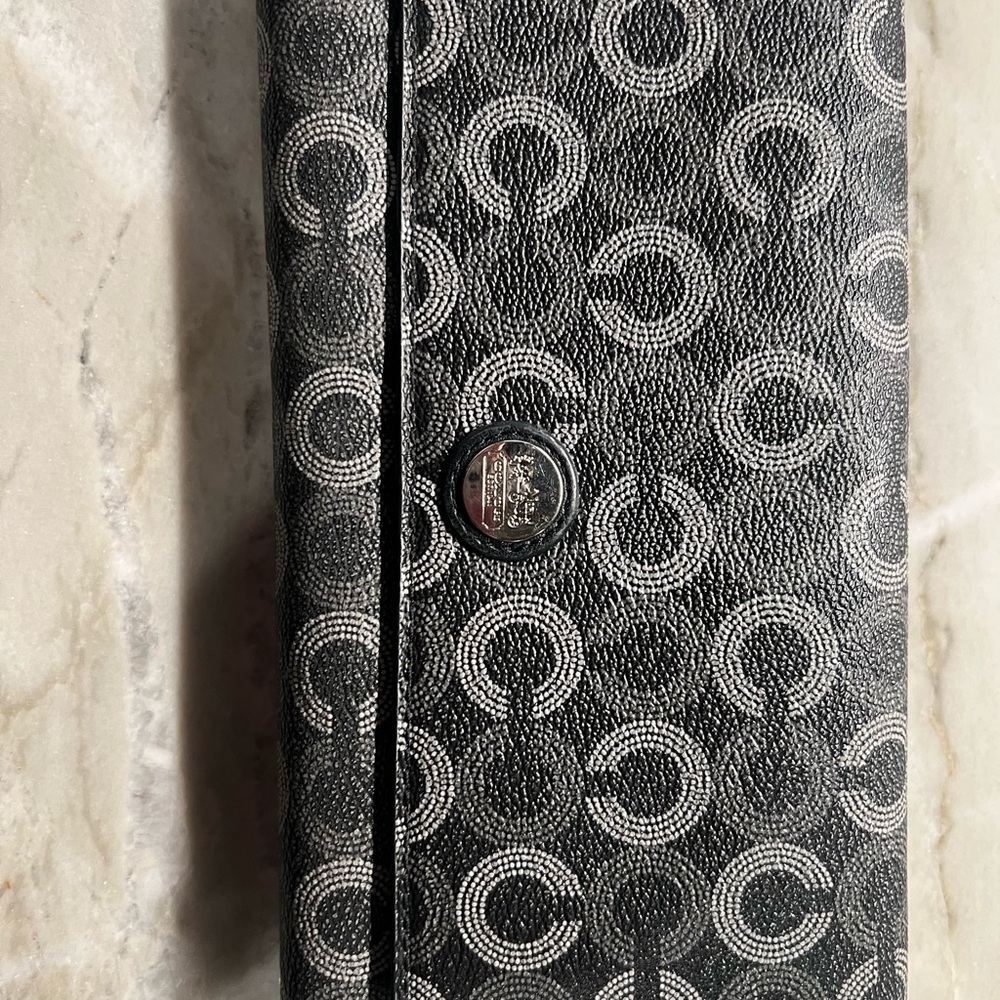 Coach Black and Gray Patterned Wallet